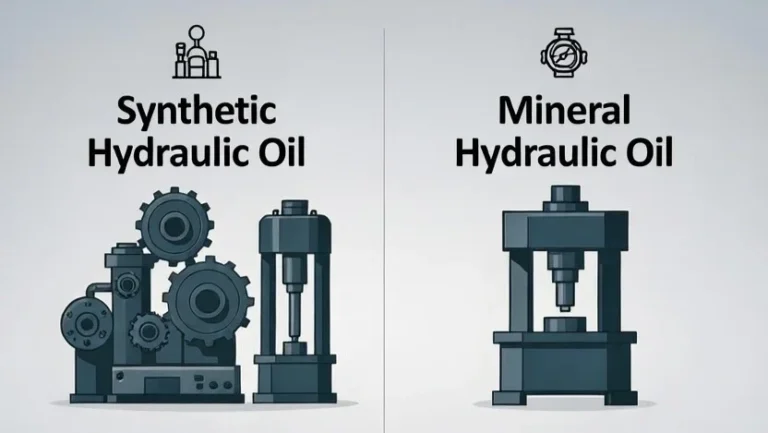 Synthetic vs Mineral Hydraulic Oil: Which Is Better for Industrial Machines in India? (Performance, Cost & Lifespan Explained) Create a realistic image of industrial hydraulic machinery in a modern Indian manufacturing facility with two large containers of hydraulic oil in the foreground - one labeled "SYNTHETIC" and one labeled "MINERAL" - showing golden amber colored oil, with factory workers in safety gear operating hydraulic equipment in the background, warm industrial lighting with overhead fluorescent lights, and bold text overlay reading "SYNTHETIC VS MINERAL HYDRAULIC OIL" in professional sans-serif font. Indian manufacturers and maintenance engineers face a critical decision when choosing hydraulic oil: synthetic vs mineral hydraulic oil. The wrong choice can lead to equipment downtime, increased maintenance costs, and reduced machine lifespan in India's demanding industrial environment. This guide helps plant managers, maintenance teams, and procurement professionals in Indian manufacturing understand which hydraulic oil delivers better value for their operations. We'll break down the real-world performance differences between synthetic and mineral oils in India's hot, dusty conditions and analyze the total cost of ownership including purchase price, maintenance intervals, and equipment protection. You'll also discover how each oil type affects machine lifespan and which industries benefit most from synthetic versus mineral hydraulic fluids. Understanding Hydraulic Oil Types and Their Core Differences Create a realistic image of two clear glass containers side by side on a clean industrial workbench, one containing golden-amber synthetic hydraulic oil and the other containing darker mineral hydraulic oil, with industrial hydraulic machinery components like pumps, cylinders, and hoses arranged in the background of a modern factory setting, professional lighting highlighting the oil viscosity differences, absolutely NO text should be in the scene. What Makes Synthetic Hydraulic Oil Unique Synthetic hydraulic oils are engineered fluids created through carefully controlled chemical processes rather than refined from crude oil. These laboratory-produced lubricants offer precise molecular structures that deliver consistent performance characteristics across varying operating conditions. The manufacturing process starts with base chemicals that are synthesized to create molecules with specific properties. This controlled approach eliminates many impurities and unwanted compounds found in conventional oils. The result is a fluid with uniform molecular weight distribution and enhanced stability. Key advantages of synthetic hydraulic oils include: Temperature resilience: Maintains viscosity stability from -40°C to 200°C Extended service life: Resists oxidation and thermal breakdown Enhanced lubricity: Superior film strength protects moving parts Moisture resistance: Better water separation and corrosion protection Reduced maintenance: Longer intervals between oil changes Key Characteristics of Mineral Hydraulic Oil Mineral hydraulic oils represent the traditional choice for industrial hydraulic systems. Derived from petroleum crude oil through refining processes, these oils undergo distillation, solvent extraction, and additive treatment to meet performance standards. The refining process removes waxes, aromatics, and other undesirable components while preserving beneficial hydrocarbon chains. Modern mineral oils receive carefully balanced additive packages to enhance their natural properties. Primary characteristics include: Cost effectiveness: Lower initial purchase price Wide availability: Readily accessible across India Proven reliability: Decades of successful industrial use Additive compatibility: Works with various performance enhancers Standard viscosity grades: ISO 32, 46, 68 options widely available Property Mineral Oil Synthetic Oil Base Material Petroleum crude Synthesized chemicals Molecular Structure Variable Uniform Temperature Range -20°C to 100°C -40°C to 200°C Service Life 1,000-2,000 hours 3,000-8,000 hours Chemical Composition Impact on Industrial Performance The molecular makeup of hydraulic oils directly influences their behavior under industrial operating conditions. Mineral oils contain complex hydrocarbon mixtures with varying chain lengths and molecular weights. This diversity can lead to inconsistent performance as different components break down at different rates. Synthetic oils feature precisely engineered molecules designed for specific performance targets. Their uniform structure provides predictable behavior across temperature ranges and operating pressures. This consistency translates to more reliable hydraulic system performance. Chemical stability affects several critical performance areas: Viscosity Index: Synthetic oils maintain consistent thickness across temperature changes, while mineral oils experience greater variation. Higher viscosity index means better cold-start performance and maintained protection at operating temperatures. Oxidation Resistance: The molecular structure of synthetic oils resists oxygen attack better than mineral oils. This resistance prevents oil thickening, acid formation, and deposit buildup that can damage hydraulic components. Hydrolytic Stability: Water contamination poses risks to both oil types, but synthetic formulations typically handle moisture exposure with less degradation. This becomes particularly important in humid Indian industrial environments where water ingression is common. Additive Response: The base oil chemistry influences how well performance additives function. Synthetic bases often provide better additive solubility and stability, leading to more effective anti-wear, anti-foam, and corrosion protection packages. Performance Analysis Under Indian Industrial Conditions Create a realistic image of industrial hydraulic machinery operating in a hot, dusty Indian factory environment with visible heat waves rising from equipment, heavy-duty hydraulic cylinders and pumps in operation, metal surfaces showing signs of wear from high temperatures and dust accumulation, industrial workers in safety gear monitoring performance gauges and temperature readings, harsh fluorescent lighting mixed with natural sunlight streaming through factory windows, ambient dust particles visible in the air, and hydraulic fluid reservoirs with monitoring equipment nearby, all set against a backdrop of concrete factory floors and steel infrastructure typical of Indian industrial facilities, Absolutely NO text should be in the scene. High Temperature Resistance in Hot Climate Operations India's industrial landscape presents unique challenges with ambient temperatures often exceeding 45°C, pushing hydraulic systems to their thermal limits. Synthetic hydraulic oils demonstrate superior performance in these extreme conditions, maintaining their viscosity index ratings even when operating temperatures reach 80-100°C. This stability prevents the oil thinning that commonly affects mineral oils, which can lose up to 30% of their protective properties in sustained heat. Mineral hydraulic oils begin breaking down chemically around 60°C, forming deposits that clog filters and reduce system efficiency. Manufacturing plants in states like Gujarat and Rajasthan report 40% longer maintenance intervals when switching to synthetic alternatives during peak summer months. The thermal breakdown resistance of synthetic oils means fewer production shutdowns and reduced risk of catastrophic hydraulic failure during critical operations. Heat dissipation capabilities also differ significantly between the two oil types. Synthetic formulations transfer heat more effectively, keeping hydraulic pumps and motors cooler during extended duty cycles. This characteristic proves invaluable for textile mills, steel plants, and automotive manufacturers operating multiple shifts in India's challenging climate conditions. Load-Bearing Capacity for Heavy Machinery Applications Heavy industrial equipment demands hydraulic oils that maintain their lubricating film strength under extreme pressure conditions. Synthetic hydraulic oils excel in high-pressure applications exceeding 350 bar, common in modern CNC machines, hydraulic presses, and injection molding equipment prevalent in Indian manufacturing. The molecular structure of synthetic oils provides superior load-bearing characteristics compared to mineral alternatives. While mineral oils may experience film breakdown under pressures above 250 bar, synthetic formulations maintain their protective barrier, preventing metal-to-metal contact that leads to component wear and costly repairs. Pressure Range Synthetic Oil Performance Mineral Oil Performance 100-200 bar Excellent film strength Good performance 200-300 bar Consistent protection Variable performance 300+ bar Superior load bearing Film breakdown risk Indian heavy machinery operators report 60% reduction in pump wear when using synthetic oils in high-pressure applications. Construction equipment, mining machinery, and large-scale manufacturing presses benefit significantly from synthetic oils' ability to handle shock loads and pressure spikes without compromising system integrity. Filtration Efficiency and System Cleanliness Benefits Dust and contamination pose serious challenges for hydraulic systems operating in India's industrial environment. Synthetic hydraulic oils contain fewer impurities from the manufacturing process, starting with a cleaner base compared to refined mineral oils that may retain trace contaminants. The chemical composition of synthetic oils creates better compatibility with modern filtration systems. These oils don't break down into particles that overwhelm filters, allowing filtration equipment to focus on removing external contaminants rather than oil degradation byproducts. Manufacturing facilities report filter life extending by 50-70% when switching to synthetic hydraulic fluids. System cleanliness improves dramatically with synthetic oils, as they resist forming the varnish and sludge deposits common with mineral oil breakdown. Clean hydraulic systems operate more efficiently, with servo valves maintaining precise positioning accuracy crucial for automated manufacturing processes. Quality control in pharmaceutical and electronics manufacturing depends on this level of system cleanliness. The detergent properties of many synthetic formulations help dissolve existing deposits left by previous mineral oil use, gradually cleaning legacy systems. This cleaning action continues throughout the oil's service life, maintaining optimal system performance without requiring costly system flushes. Oxidation Stability During Extended Operation Cycles Indian manufacturing often requires continuous operation over extended periods, placing enormous stress on hydraulic fluids through constant exposure to heat, air, and metal catalysts that accelerate oxidation. Synthetic hydraulic oils demonstrate exceptional resistance to oxidative breakdown, maintaining their chemical integrity for thousands of operating hours longer than mineral alternatives. Oxidation creates acids that corrode hydraulic components and form deposits that reduce system efficiency. While mineral oils typically begin showing oxidation byproducts after 1,000-1,500 operating hours, synthetic oils maintain stability for 3,000-5,000 hours under similar conditions. This extended stability translates directly to reduced maintenance costs and improved system reliability. The antioxidant package in synthetic oils works more effectively due to the cleaner base fluid chemistry. These additives don't compete with existing impurities, focusing entirely on preventing oxidative reactions that degrade oil performance. Steel mills and power generation facilities operating 24/7 cycles report significant reductions in oil analysis abnormalities when using synthetic hydraulic fluids. Temperature cycling, common in Indian industrial operations due to day-night temperature variations and equipment start-stop cycles, accelerates oxidation in mineral oils. Synthetic formulations resist this thermal stress, maintaining consistent viscosity and additive performance throughout varying temperature conditions. This stability proves crucial for maintaining production quality and preventing unexpected equipment failures during peak manufacturing periods. Cost Comparison for Indian Manufacturing Operations Create a realistic image of a modern Indian manufacturing facility floor with industrial machines and hydraulic equipment, featuring a close-up view of two different hydraulic oil containers or barrels labeled with price tags showing cost comparison, with Indian rupee currency symbols visible on calculators and cost analysis charts spread on a metal table, warm industrial lighting illuminating the scene, manufacturing equipment blurred in the background, absolutely NO text should be in the scene. Initial Purchase Price Differences Between Oil Types When examining the upfront costs, mineral hydraulic oil clearly wins the price battle in India. Mineral oils typically cost 30-50% less than synthetic alternatives, making them an attractive option for budget-conscious manufacturers. For a standard 200-liter drum, mineral hydraulic oil ranges from ₹8,000-12,000, while synthetic options command ₹15,000-25,000 for the same quantity. This price gap becomes even more significant for large-scale operations. A textile mill in Tamil Nadu requiring 2,000 liters monthly would spend approximately ₹60,000-80,000 on mineral oil versus ₹120,000-200,000 for synthetic varieties. The immediate savings appear substantial, especially for companies operating on tight margins. However, raw purchase price tells only part of the story. The lower cost of mineral oil reflects simpler refining processes and readily available crude oil feedstock, while synthetic oils require complex chemical engineering and specialized manufacturing facilities, driving up production costs. Long-Term Operational Cost Savings Analysis The real financial picture emerges when analyzing operational costs over extended periods. Synthetic hydraulic oils deliver superior performance that translates into measurable cost benefits across multiple operational areas. Energy efficiency represents a major cost advantage for synthetic oils. Their superior viscosity index and thermal stability reduce internal friction in hydraulic systems, lowering energy consumption by 3-8%. For a manufacturing facility with monthly electricity bills of ₹5 lakhs, this translates to savings of ₹15,000-40,000 per month. Equipment protection costs show even more dramatic differences. Synthetic oils create stronger lubricating films and resist oxidation better than mineral alternatives, reducing wear on pumps, cylinders, and valves. A case study from a Mumbai-based automotive component manufacturer showed 40% fewer hydraulic component failures after switching to synthetic oil, saving approximately ₹2.5 lakhs annually in replacement parts and emergency repairs. Temperature stability brings additional savings in India's extreme climate conditions. Synthetic oils maintain consistent viscosity across temperature ranges from 5°C to 45°C, while mineral oils thicken significantly in winter and thin out during summer months. This stability eliminates the need for seasonal oil changes and reduces system stress during temperature fluctuations. Cost Factor Mineral Oil (Annual) Synthetic Oil (Annual) Savings with Synthetic Energy consumption ₹6,00,000 ₹5,52,000 ₹48,000 Component replacement ₹4,50,000 ₹2,70,000 ₹1,80,000 Emergency repairs ₹1,20,000 ₹72,000 ₹48,000 Total Annual Savings ₹2,76,000 Maintenance and Replacement Frequency Impact on Budget Oil change intervals create the most significant budget impact difference between synthetic and mineral hydraulic oils. Mineral oils typically require replacement every 1,000-1,500 operating hours, while high-quality synthetic oils can run 3,000-4,000 hours between changes under similar conditions. For a manufacturing plant operating 16 hours daily, six days weekly, this means mineral oil changes every 2-3 months compared to 6-8 months for synthetic alternatives. The labor costs alone for these frequent changes add up quickly. Each oil change requires 4-6 hours of downtime, system flushing, and technician time, costing approximately ₹8,000-12,000 per change cycle. Filter replacement schedules also favor synthetic oils. Their cleaner burning characteristics and resistance to contamination extend filter life by 50-70%. Instead of changing hydraulic filters every 500 hours with mineral oil, synthetic users can often stretch intervals to 800-1,200 hours, reducing filter costs and maintenance labor. Disposal costs present another hidden expense. More frequent mineral oil changes generate larger volumes of waste oil, increasing disposal fees and environmental compliance costs. Synthetic oils' extended service life reduces waste generation by 60-70%, cutting disposal expenses from ₹25,000-35,000 annually to ₹8,000-12,000. The maintenance staffing impact shouldn't be overlooked either. Plants using mineral hydraulic oil often require dedicated maintenance crews for frequent oil changes and component repairs. Synthetic oil users can redeploy maintenance resources to other critical activities, improving overall operational efficiency and reducing labor costs by 15-20% in hydraulic system maintenance. Lifespan and Durability Factors in Industrial Settings Create a realistic image of heavy industrial machinery including hydraulic pumps, cylinders, and pistons in a large manufacturing facility, showing close-up details of metal components with signs of wear and aging, oil reservoirs and hydraulic fluid lines, with dramatic industrial lighting casting shadows across the equipment, emphasizing the durability and longevity aspects of hydraulic systems in harsh industrial environments, absolutely NO text should be in the scene. Oil Change Intervals for Maximum Equipment Protection Synthetic hydraulic oils consistently outperform mineral oils when it comes to change intervals, often lasting 2-3 times longer between services. While mineral oils typically require replacement every 1,000-2,000 operating hours in Indian industrial conditions, synthetic formulations can extend this to 3,000-5,000 hours under similar circumstances. This extended service life stems from synthetic oils' superior molecular stability and resistance to thermal breakdown. The harsh operating environment in many Indian manufacturing facilities - with temperatures often exceeding 40°C and high humidity levels - puts additional stress on hydraulic systems. Mineral oils break down faster under these conditions, forming acids and sludge that compromise equipment performance. Synthetic oils maintain their protective properties much longer, reducing the frequency of costly maintenance shutdowns. Oil Type Typical Change Interval Indian Industrial Conditions Mineral 1,000-1,500 hours High temperature stress Synthetic 3,000-4,000 hours Better thermal stability High-performance Synthetic 4,000-6,000 hours Optimal for critical applications Additive Depletion Rates Under Continuous Use Additive packages in hydraulic oils serve as the first line of defense against wear, oxidation, and contamination. Synthetic oils demonstrate significantly slower additive depletion rates compared to mineral alternatives, especially under continuous operation cycles common in Indian manufacturing. Anti-wear additives in mineral oils typically deplete 30-40% faster than those in synthetic formulations. This rapid depletion occurs because mineral oils' molecular structure provides less stable carrier properties for these crucial additives. The zinc dialkyldithiophosphate (ZDDP) compounds commonly used for wear protection break down more quickly in mineral base stocks when exposed to high temperatures and mechanical stress. Antioxidants face similar challenges in mineral oils. The natural sulfur and nitrogen compounds present in mineral base stocks can actually accelerate antioxidant consumption, creating a cycle where the oil becomes increasingly vulnerable to oxidation as operating hours accumulate. Synthetic oils, being manufactured rather than refined, lack these problematic compounds and provide a more stable environment for additive longevity. Contamination Resistance for Extended Service Life Water contamination poses a significant challenge in Indian industrial environments, particularly during monsoon seasons when humidity levels can exceed 80%. Synthetic hydraulic oils demonstrate superior water separation characteristics and emulsion resistance compared to mineral oils. The molecular structure of synthetic oils creates better water shedding properties, allowing contaminating moisture to separate more readily from the oil phase. This prevents the formation of stable emulsions that can damage hydraulic components and reduce system efficiency. Mineral oils tend to form tighter emulsions with water, making contamination removal more difficult and potentially leading to accelerated component wear. Particle contamination resistance also favors synthetic formulations. The cleaner molecular structure of synthetic oils means fewer polar compounds that attract and hold onto particulate matter. This translates to better filtration efficiency and longer filter life, reducing both maintenance costs and system downtime. Equipment Wear Reduction Benefits The superior lubrication properties of synthetic hydraulic oils translate directly into measurable reductions in equipment wear rates. Independent testing shows that synthetic oils can reduce pump wear by 25-40% compared to mineral oils under identical operating conditions. This wear reduction occurs through several mechanisms: Better viscosity stability across temperature ranges Stronger film strength under high pressure conditions Reduced friction coefficients at metal-to-metal contact points Better protection during startup conditions when oil temperatures are low Valve wear, particularly in proportional and servo valves common in modern industrial equipment, shows even more dramatic improvements with synthetic oils. The consistent viscosity and cleaner molecular structure help maintain precise clearances and reduce the micro-welding that can occur at high-pressure contact points. Storage Stability in Indian Warehouse Conditions Indian warehouse environments present unique challenges for hydraulic oil storage, with temperature fluctuations between 25-45°C and humidity levels varying dramatically between dry and monsoon seasons. Synthetic hydraulic oils maintain their properties much better under these variable storage conditions. Mineral oils are susceptible to thermal cycling effects, where repeated heating and cooling can cause additive precipitation and base oil degradation. Synthetic oils remain stable through these cycles, maintaining their original viscosity and additive integrity even after extended storage periods of 3-5 years. The resistance to bacterial growth also favors synthetic formulations. The cleaner molecular structure provides fewer nutrients for microorganisms that can cause oil degradation and system contamination. This becomes particularly important in coastal industrial areas where salt air can introduce additional contamination challenges. Package integrity remains better with synthetic oils due to reduced volatile compound formation. Mineral oils generate more vapor pressure changes with temperature cycling, potentially compromising drum and container seals over time. This stability helps maintain oil quality from delivery through final use, ensuring consistent performance regardless of storage duration. Industry-Specific Applications and Recommendations Create a realistic image of various industrial machines and equipment arranged in different factory sections including heavy manufacturing machinery, construction equipment, and automotive assembly lines, with hydraulic systems visibly integrated into the machines, showing different types of industrial applications across sectors like steel manufacturing, mining, and automotive production, set in a modern Indian industrial facility with proper lighting highlighting the mechanical components and hydraulic connections, featuring a clean organized factory floor environment with safety markings and industrial infrastructure, absolutely NO text should be in the scene. Best Oil Type for Steel and Metal Processing Plants Steel and metal processing operations demand hydraulic oils that can withstand extreme pressures, high temperatures, and heavy contamination. These environments expose hydraulic systems to metal particles, scale, and temperature spikes reaching 80-90°C during peak production hours. Synthetic hydraulic oils reign supreme in these demanding conditions. Their superior thermal stability prevents breakdown at high operating temperatures, while their excellent filterability maintains system cleanliness despite constant contamination exposure. The anti-wear properties of synthetic oils protect expensive hydraulic pumps and cylinders from the abrasive particles common in steel plants. Performance Factor Synthetic Oil Mineral Oil High-temperature stability Excellent (up to 100°C) Good (up to 70°C) Contamination resistance Superior Moderate Equipment protection Outstanding Good Maintenance intervals 3,000-4,000 hours 1,500-2,000 hours Steel plants using synthetic oils report 40-50% longer drain intervals and significantly reduced unplanned downtime. The initial cost premium pays for itself through extended equipment life and reduced maintenance requirements. Optimal Choice for Textile Manufacturing Equipment Textile manufacturing presents unique challenges for hydraulic systems. Modern textile machinery operates at high speeds with frequent start-stop cycles, creating temperature fluctuations and demanding precise control. The humid conditions typical in Indian textile mills can promote oxidation and bacterial growth in hydraulic fluids. High-quality mineral oils with advanced additive packages often provide the best balance for textile applications. These oils offer adequate performance while keeping operational costs manageable in this price-sensitive industry. The key lies in selecting mineral oils with robust anti-oxidant and anti-foam properties. Synthetic oils work exceptionally well in premium textile operations where maximum uptime is critical. Facilities producing high-value fabrics or operating continuous shifts benefit from synthetic oil's extended service life and consistent performance. Critical considerations for textile applications: Frequent temperature cycling requires good thermal stability High-speed operations need excellent anti-foam properties Humid environments demand strong oxidation resistance Cost sensitivity favors mineral oils in many operations Automotive Industry Hydraulic System Requirements The automotive manufacturing sector in India operates under strict quality standards and tight production schedules. Hydraulic systems power everything from stamping presses to robotic assembly lines, where even minor failures can halt entire production lines. Synthetic hydraulic oils deliver superior performance for automotive applications, particularly in critical systems like stamping operations and precision machining centers. The consistent viscosity across temperature ranges ensures reliable operation during varying ambient conditions, while the extended service life reduces maintenance windows. Automotive plants typically see 30-40% reduction in hydraulic system maintenance costs when switching from mineral to synthetic oils. The improved equipment reliability translates directly to higher production efficiency and reduced warranty costs. Application-specific recommendations: Stamping operations: Synthetic oils for maximum reliability and temperature stability Paint shop systems: High-quality mineral oils sufficient for controlled environments Assembly line robotics: Synthetic oils for precise control and extended service Material handling: Mineral oils adequate for less critical applications The automotive industry's focus on lean manufacturing makes synthetic oil's extended drain intervals particularly valuable, reducing maintenance-related production interruptions and supporting just-in-time manufacturing goals. Create a realistic image of two modern industrial hydraulic machines side by side in a large Indian manufacturing facility, with one machine using synthetic hydraulic oil (shown with clean, clear fluid in transparent reservoir) and another using mineral hydraulic oil (shown with slightly darker fluid), surrounded by industrial equipment, steel pipes, and control panels, with warm industrial lighting highlighting the machinery, Indian male engineer in safety vest examining performance data on a tablet, factory floor with concrete surfaces and overhead industrial lighting, conveying a professional comparison atmosphere, Absolutely NO text should be in the scene. Both synthetic and mineral hydraulic oils have their place in Indian industrial operations, but the right choice depends on your specific needs and operating conditions. Synthetic oils clearly win when it comes to performance in extreme temperatures and harsh environments, offering better protection and longer service life. However, mineral oils remain a cost-effective solution for standard operations where budget constraints are a primary concern. The key is matching your oil choice to your machinery's demands and your facility's operating conditions. If you're running high-performance equipment in challenging environments or need extended drain intervals, synthetic oil will pay for itself through reduced maintenance and downtime. For general-purpose applications with moderate operating conditions, mineral oil can deliver reliable performance at a fraction of the cost. Consider your equipment manufacturer's recommendations, operating temperatures, and maintenance budget to make the smartest choice for your business. hpcl lubricants
